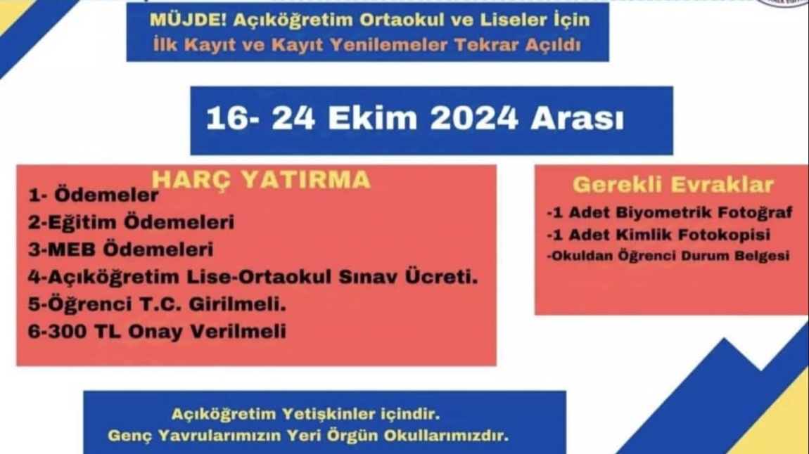 Önemli Duyuru: Açık Lise ve Açık Ortaokul Kayıtları Tekrar Açıldı